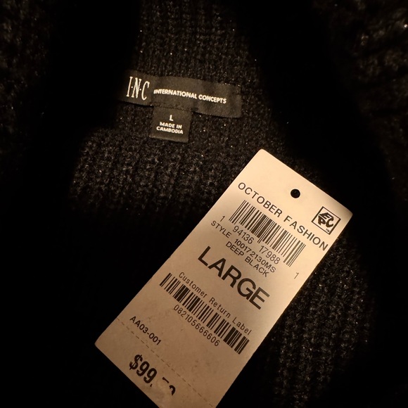 Oversized turtleneck sweater with rhinestones. Size L fits like XL. - Picture 6 of 7